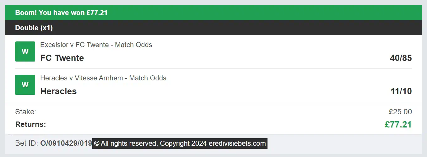 Eredivisie Bets- Winner Double - 2024-02-10