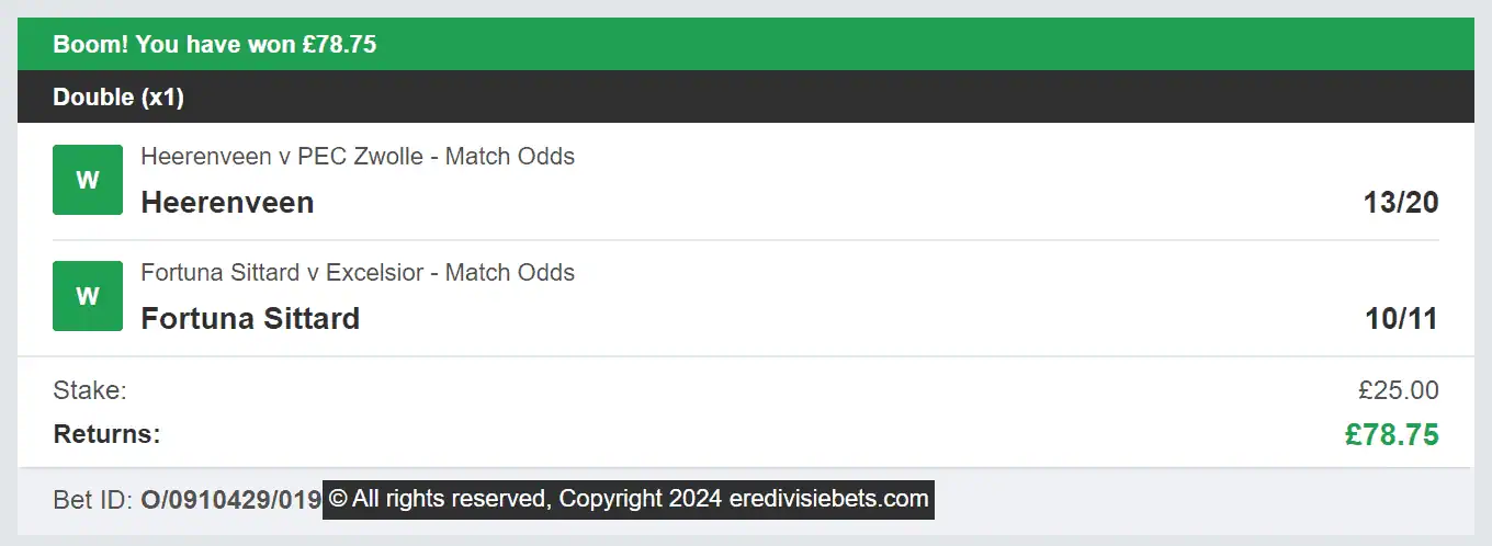 Eredivisie Bets- Winner Double - 2024-03-03