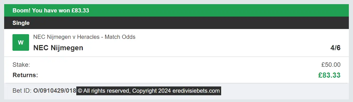 Eredivisie Bets- Winner 2 - 2024-02-03