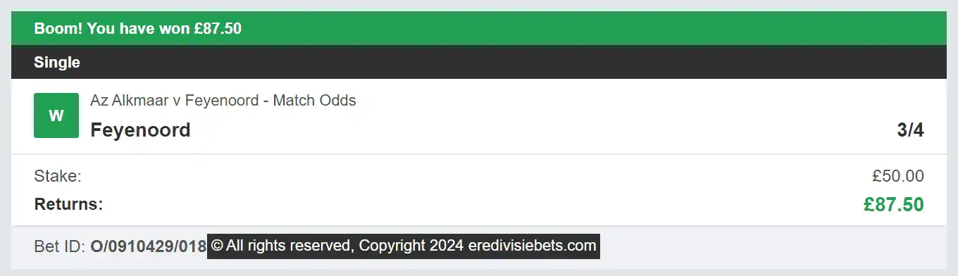Eredivisie Bets- Winner 5 - 2024-02-04